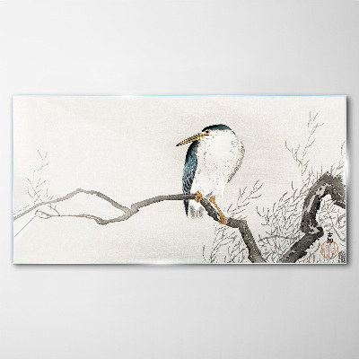 Animals birds branch Glass Wall Art