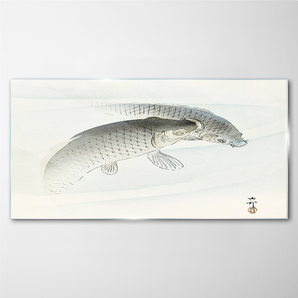 Fish dances in the calm water Glass art print
