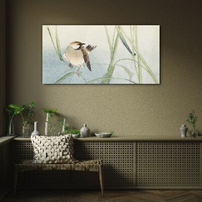 A titmouse against the grass Wall art on glass