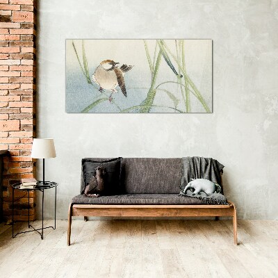 A titmouse against the grass Wall art on glass