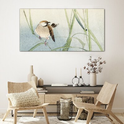 A titmouse against the grass Wall art on glass
