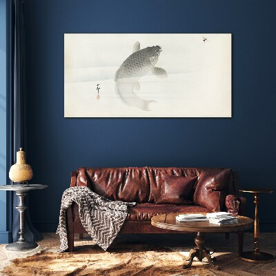 Koi in still water Glass art print