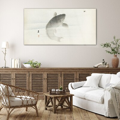 Koi in still water Glass art print