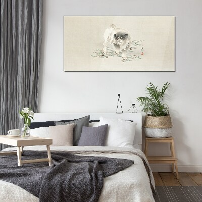 Dog on the grass background Wall art on glass