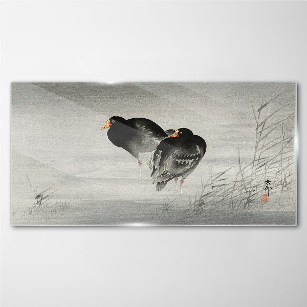 Two ducks on calm water Glass art print
