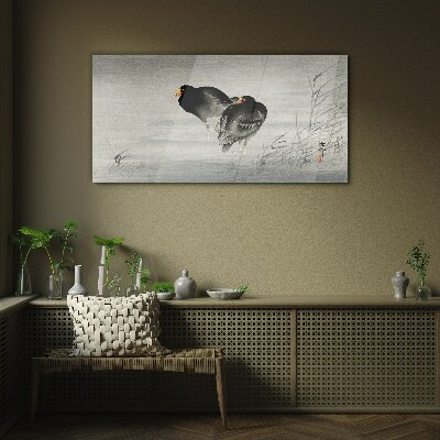 Two ducks on calm water Glass art print