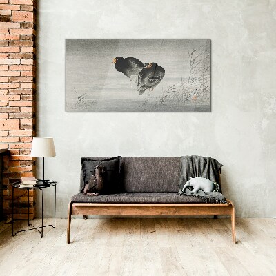 Two ducks on calm water Glass art print