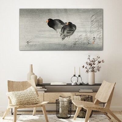 Two ducks on calm water Glass art print