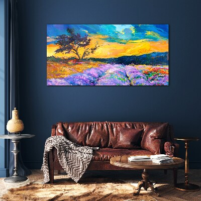 Tree sunset sky Glass Print