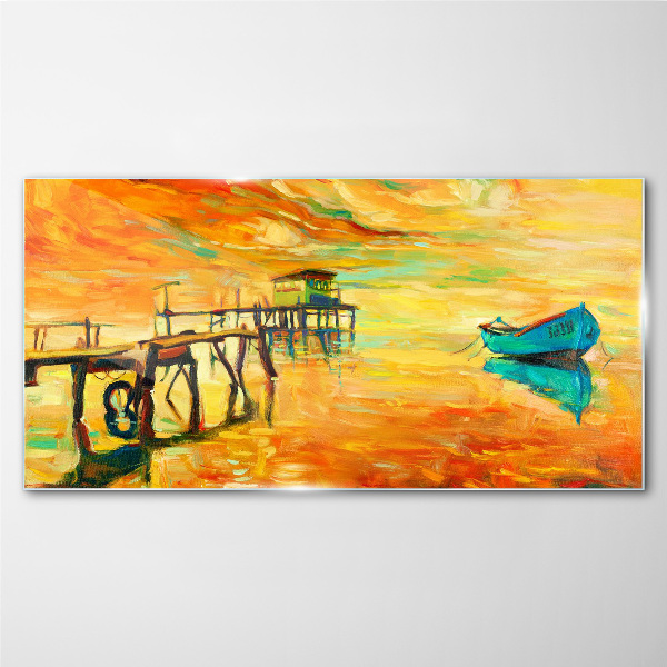 Golden hour by the water Glass art print