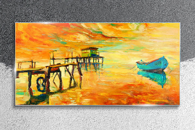 Golden hour by the water Glass art print