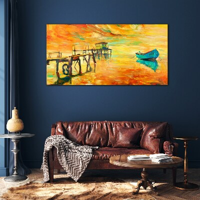 Golden hour by the water Glass art print