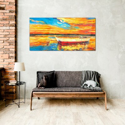 Port sunset sky Glass Print