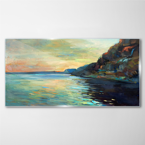 A peaceful seaside landscape Glass art print