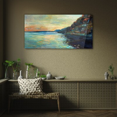 A peaceful seaside landscape Glass art print