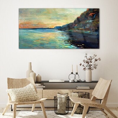 A peaceful seaside landscape Glass art print