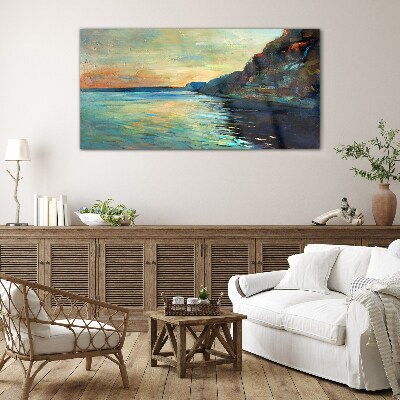 A peaceful seaside landscape Glass art print