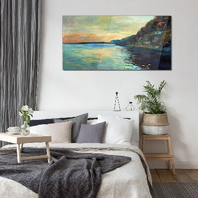 A peaceful seaside landscape Glass art print