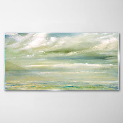 The sky clouds sea Glass Print