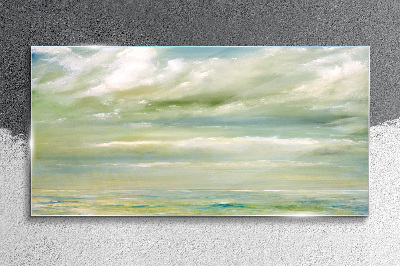 Peaceful sky over the sea Glass art print