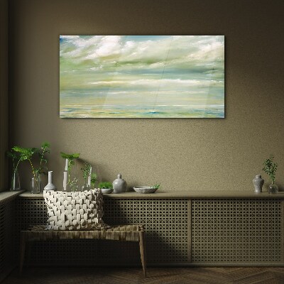 Peaceful sky over the sea Glass art print