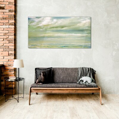 Peaceful sky over the sea Glass art print