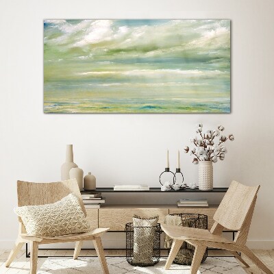 Peaceful sky over the sea Glass art print