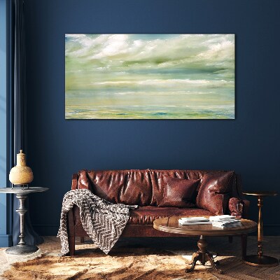 Peaceful sky over the sea Glass art print