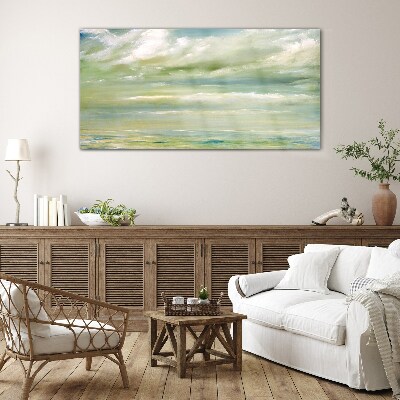 Peaceful sky over the sea Glass art print
