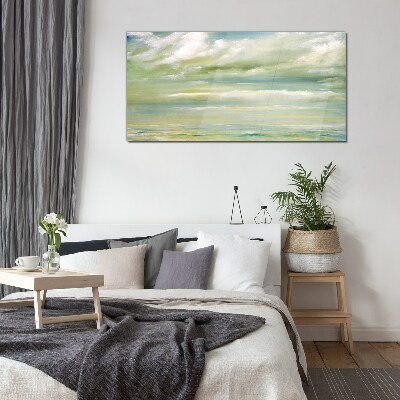 Peaceful sky over the sea Glass art print