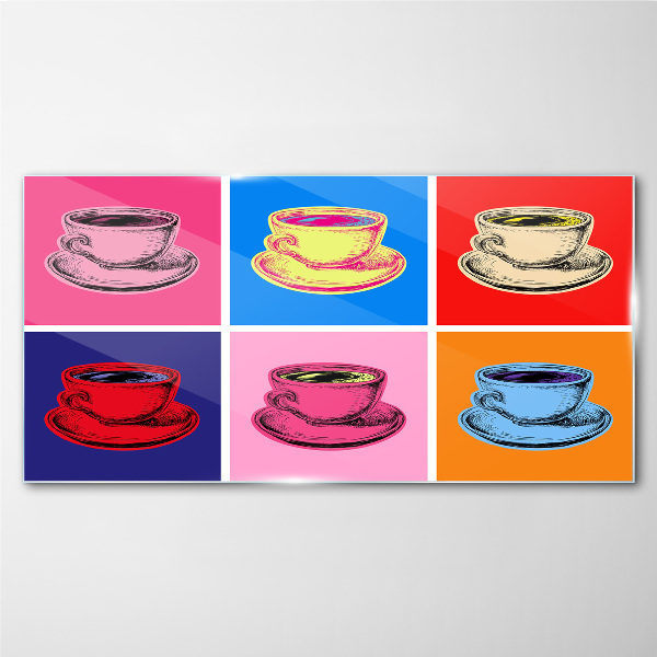 Colorful cups on the background Wall art on glass