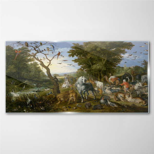 Paradise landscape with fauna and flora Glass art print