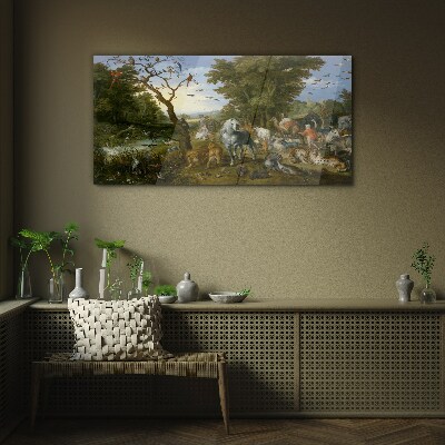 Paradise landscape with fauna and flora Glass art print
