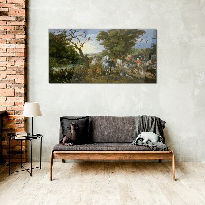 Paradise landscape with fauna and flora Glass art print