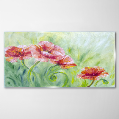 Floral landscape in pastel shades Wall art on glass