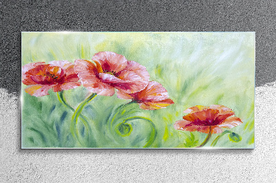 Floral landscape in pastel shades Wall art on glass