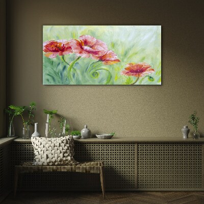 Floral landscape in pastel shades Wall art on glass