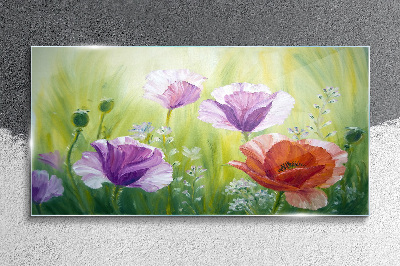 Flower garden in pastel colors Glass art print