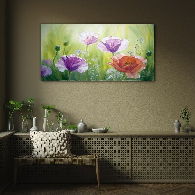 Flower garden in pastel colors Glass art print