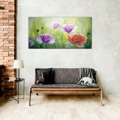Flower garden in pastel colors Glass art print