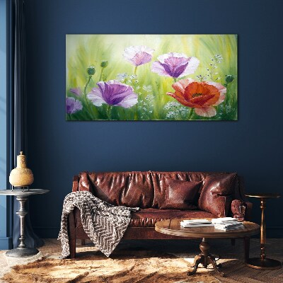 Flower garden in pastel colors Glass art print