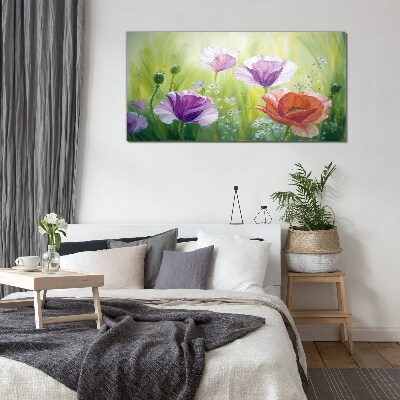 Flower garden in pastel colors Glass art print