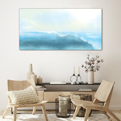 Abstract sea waves Glass Wall Art