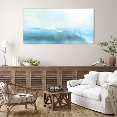 Abstract sea waves Glass Wall Art