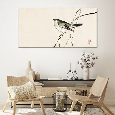 Bird on a branch Wall art on glass
