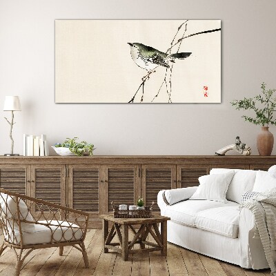 Bird on a branch Wall art on glass