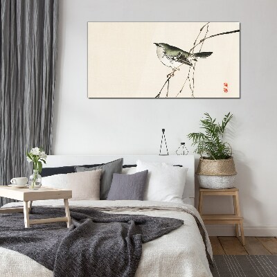 Bird on a branch Wall art on glass