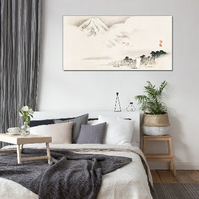 The peace of a mountain landscape Glass art print