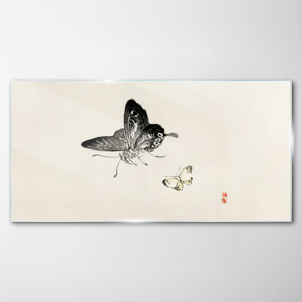Butterflies in delicate harmony Glass art print