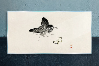 Butterflies in delicate harmony Glass art print